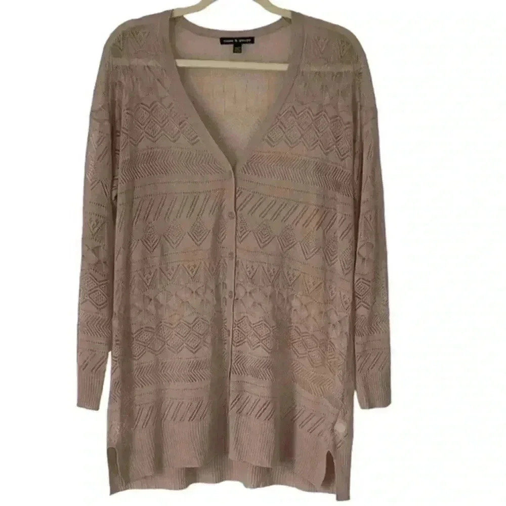 Cable & Gauge Long Front button‎ Sweater
